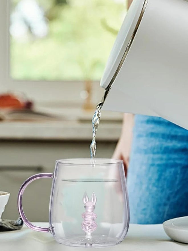 1 تشيس كوب قهوة زجاجي بوروسيليكات  مل بتصميم أرنب مع مقبض - Image 3